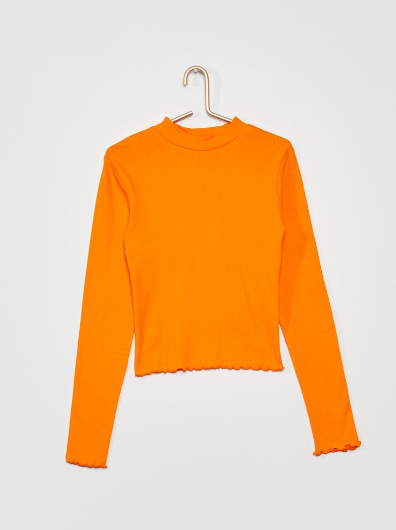 Camisola com gola subida Laranja - Kiabi