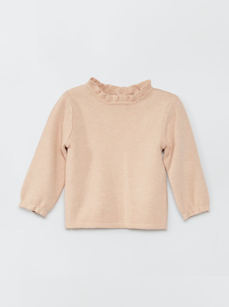 Camisola com gola subida ondulada BEGE - Kiabi