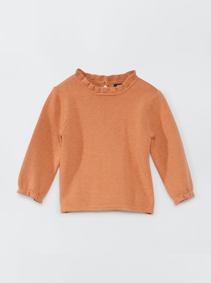Camisola com gola subida ondulada CASTANHO - Kiabi