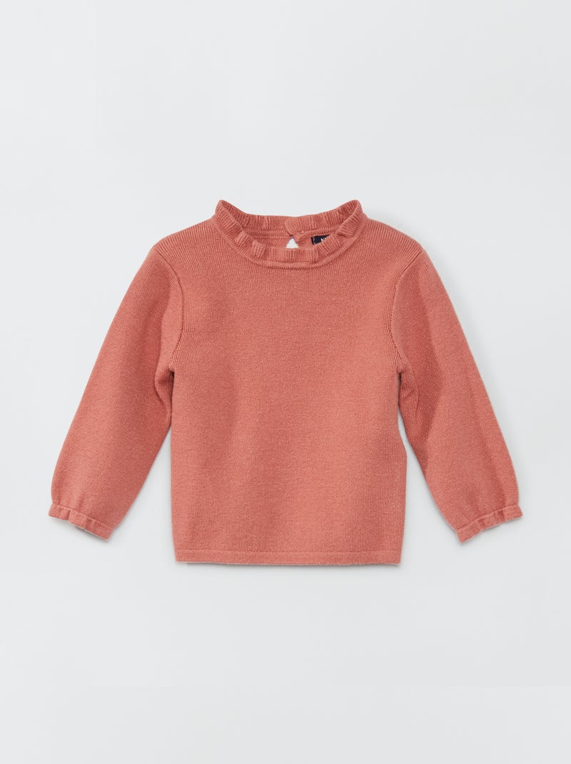 Camisola com gola subida ondulada ROSA - Kiabi