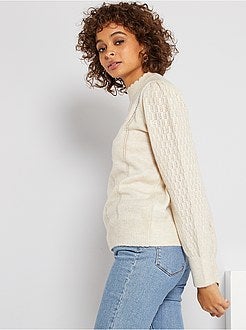 Camisola com gola subida perfurada - Kiabi