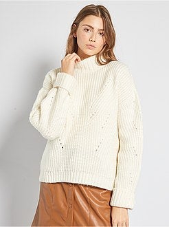 Camisola com gola subida perfurada - Kiabi