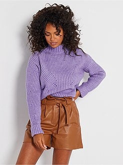 Camisola com gola subida perfurada - Kiabi