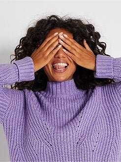 Camisola com gola subida perfurada - Kiabi