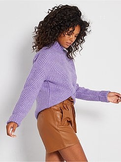 Camisola com gola subida perfurada - Kiabi