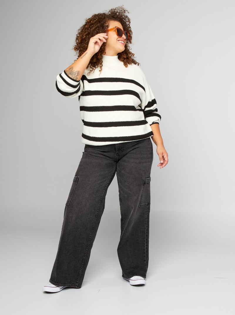 Camisola com gola subida PRETO - Kiabi