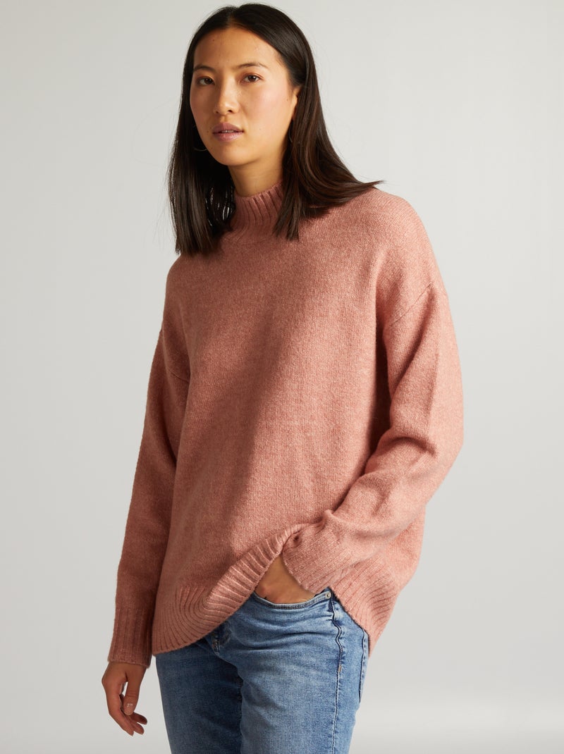 Camisola com gola subida ROSA - Kiabi