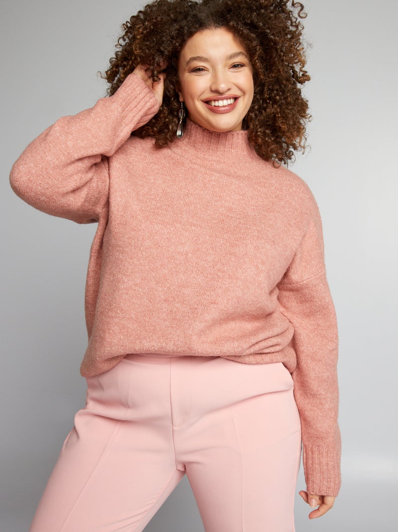 Camisola com gola subida ROSA - Kiabi