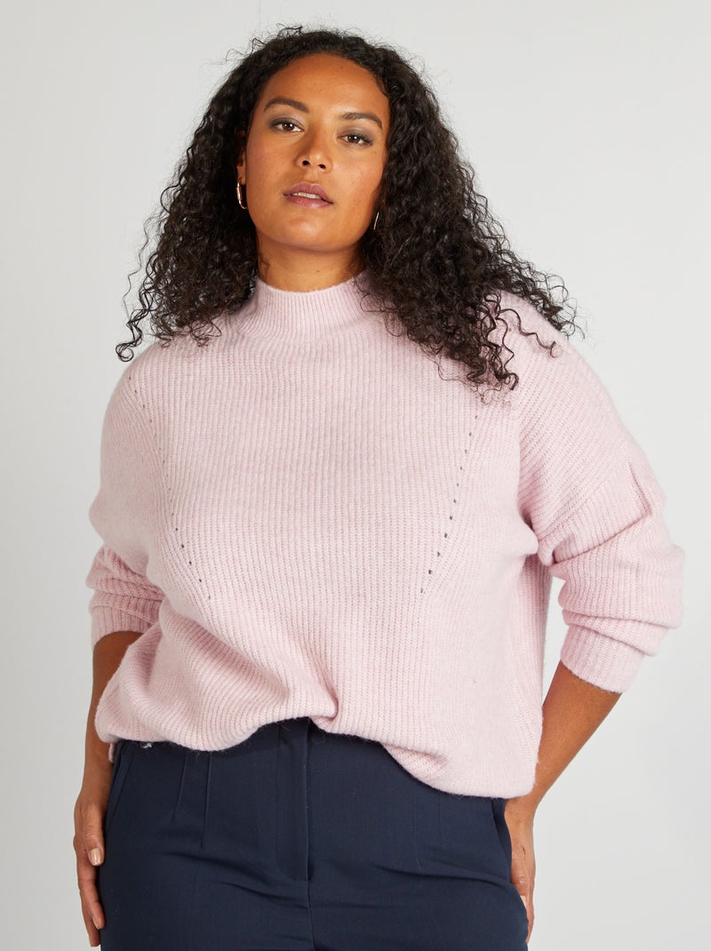 Camisola com gola subida ROSA - Kiabi