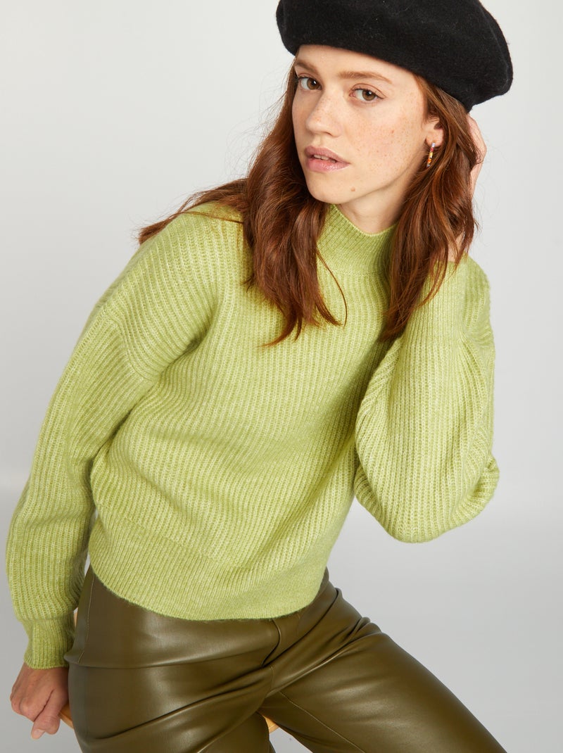 Camisola com gola subida VERDE - Kiabi