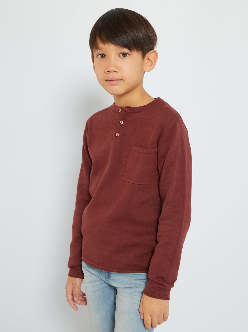 Camisola com gola tunisiana ROXO - Kiabi