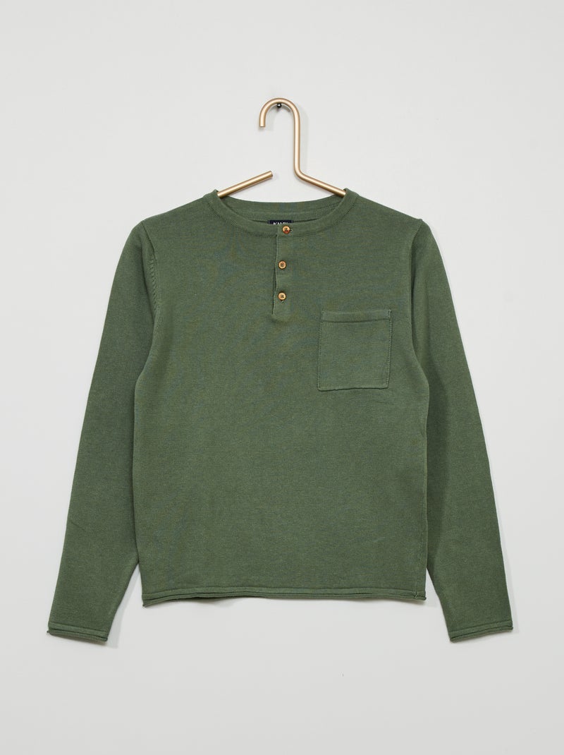 Camisola com gola tunisiana VERDE - Kiabi