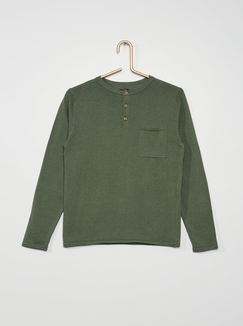 Camisola com gola tunisiana VERDE - Kiabi