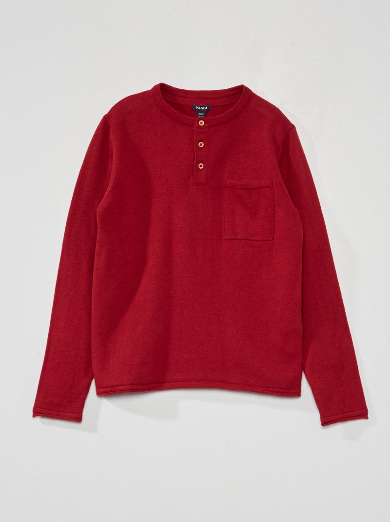 Camisola com gola tunisiana VERMELHO - Kiabi