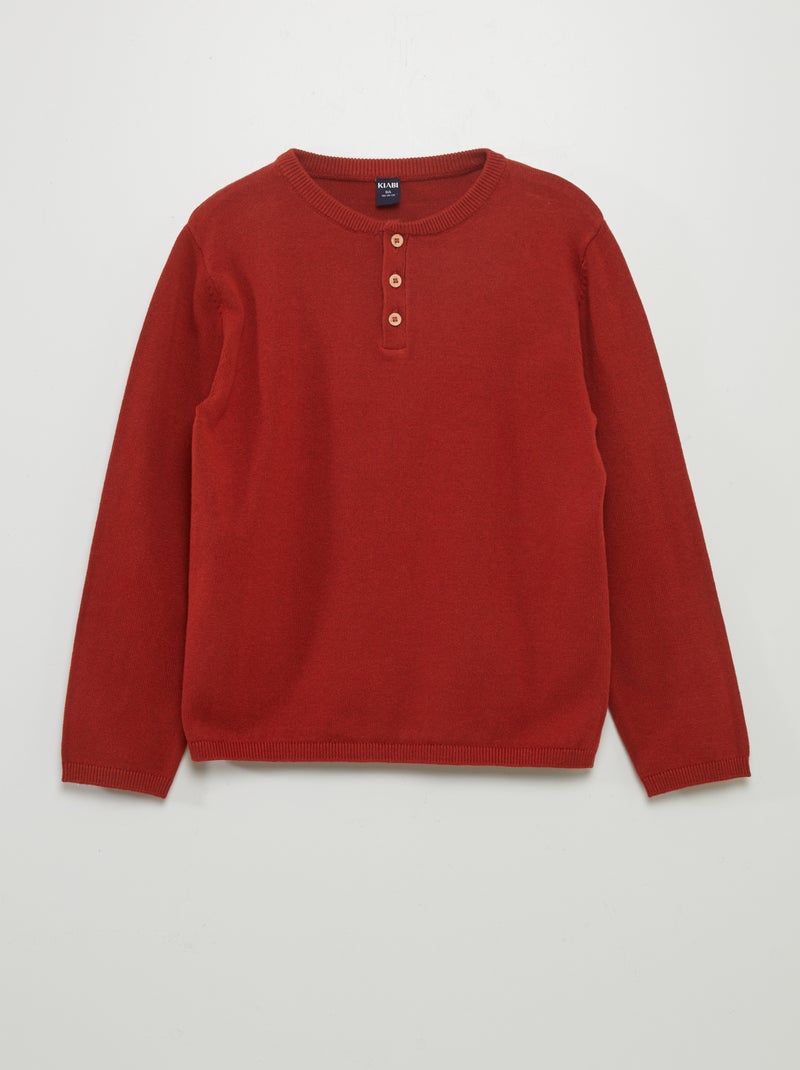 Camisola com gola tunisina abotoada ROXO - Kiabi