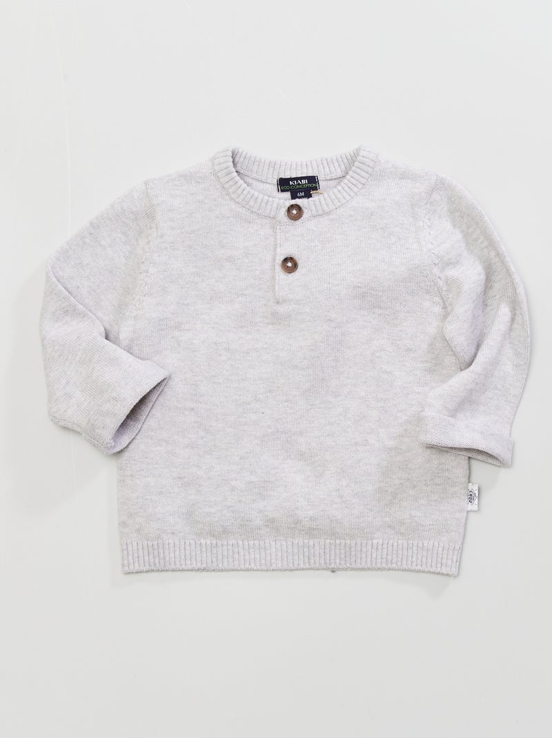 Camisola com gola tunisina CINZA - Kiabi