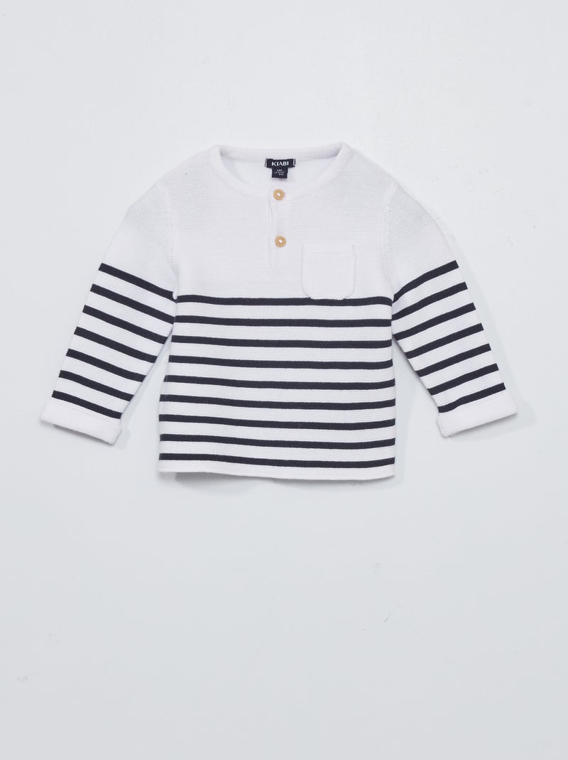 Camisola com gola tunisina de malha BRANCO - Kiabi