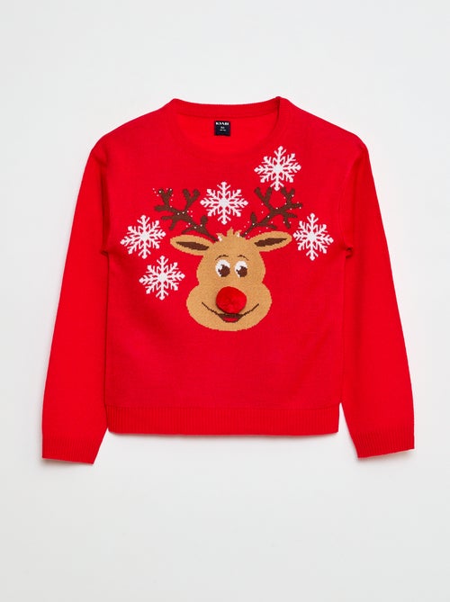 Camisola com impressão de 'cervo' + pompom - Kiabi