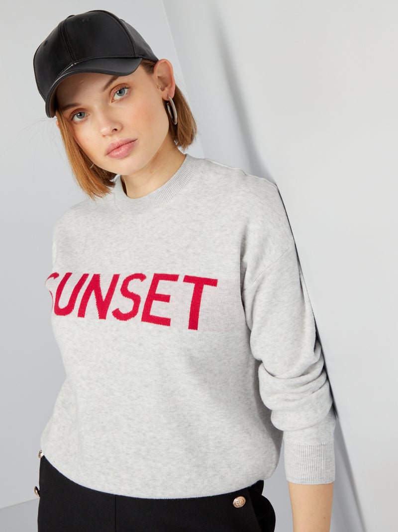Camisola com inscrição CINZA - Kiabi