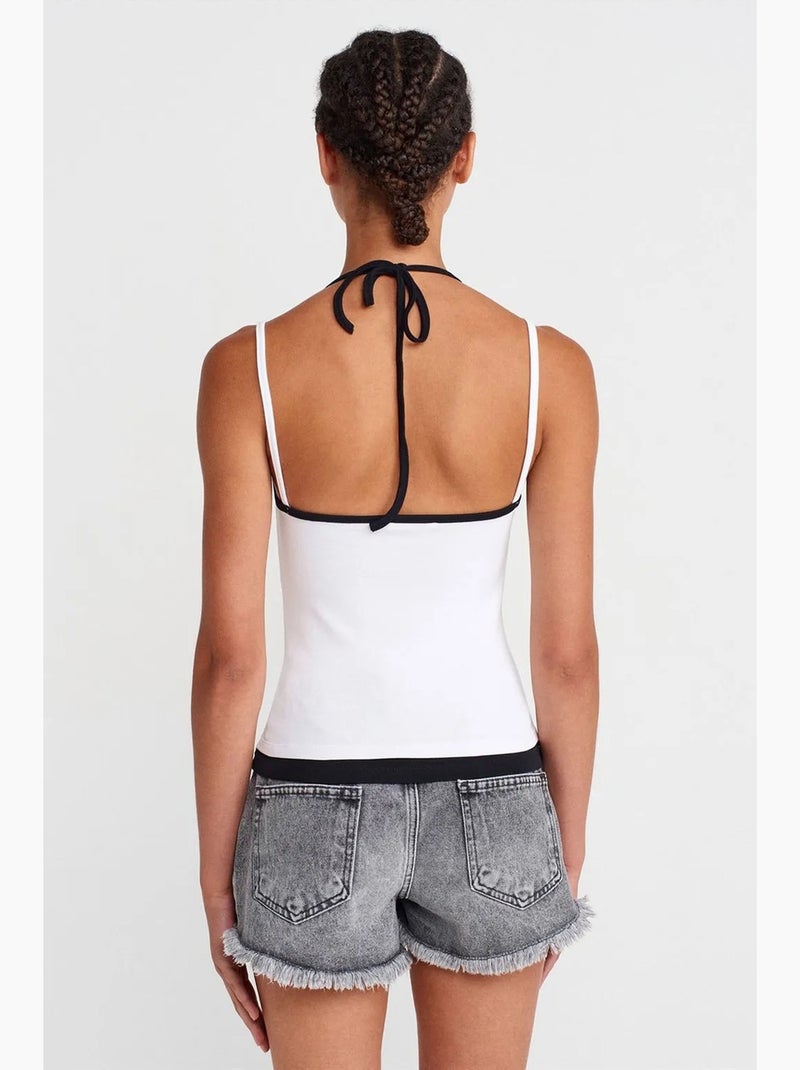 Camisola com laço frontal dilvin Branco - Kiabi