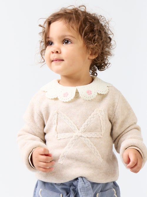 Camisola com laço grande de renda - Kiabi