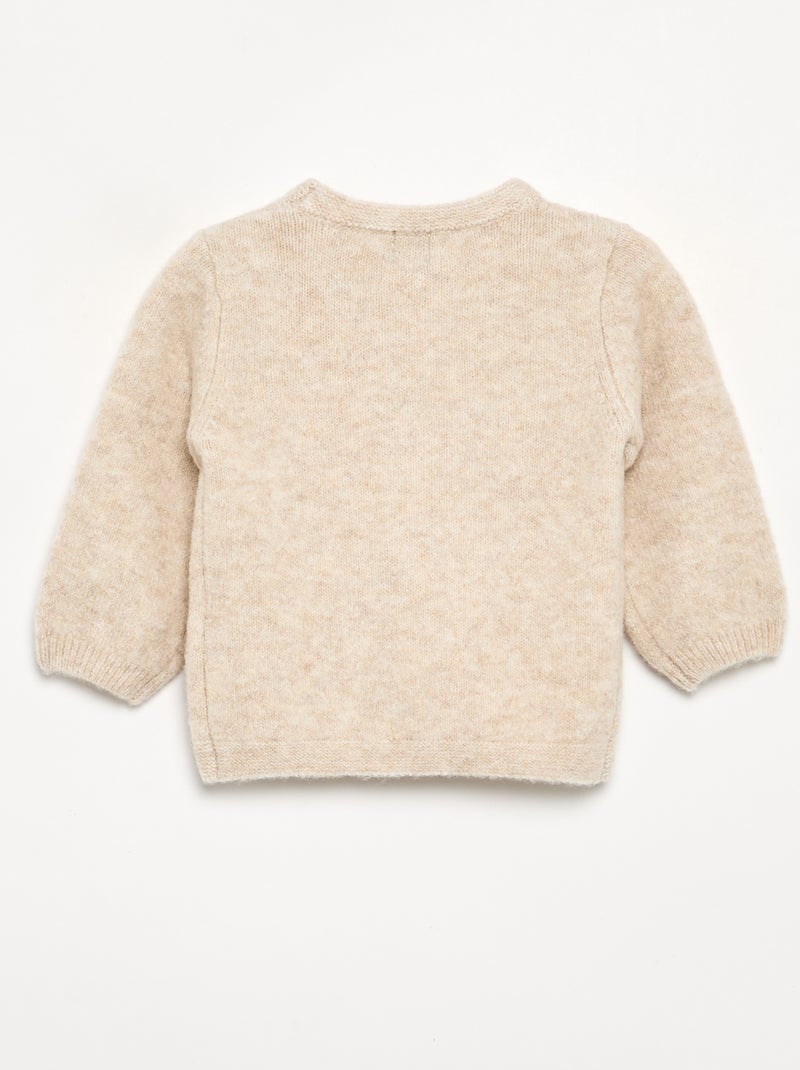 Camisola com laço grande de renda Bege - Kiabi
