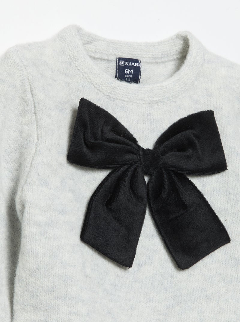 Camisola com laço grande e decorativo Cinza - Kiabi