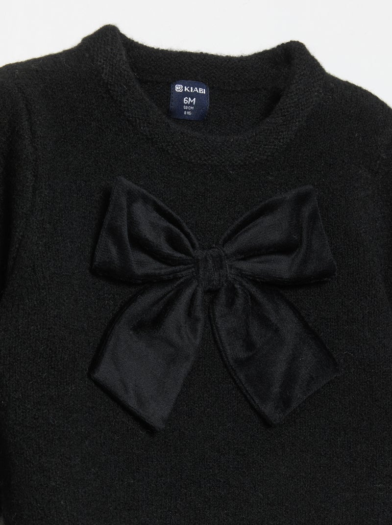 Camisola com laço grande e decorativo Preto - Kiabi