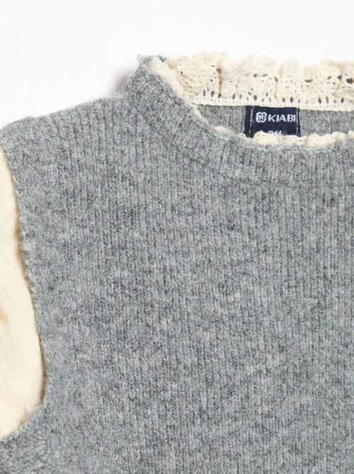 Camisola com laços e mangas em voile de algodão - Kiabi
