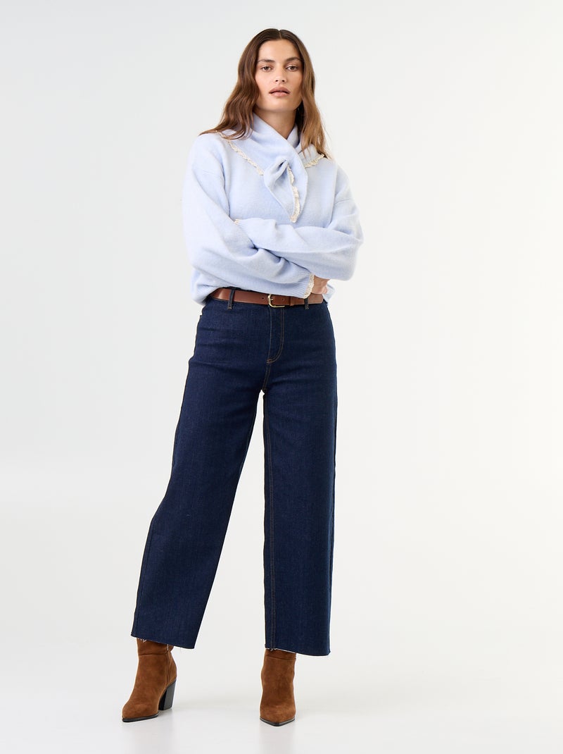 Camisola com lenço a condizer Azul - Kiabi