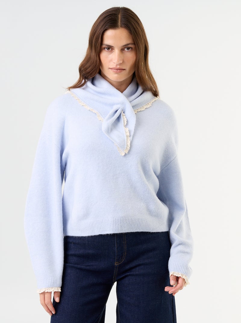 Camisola com lenço a condizer Azul - Kiabi