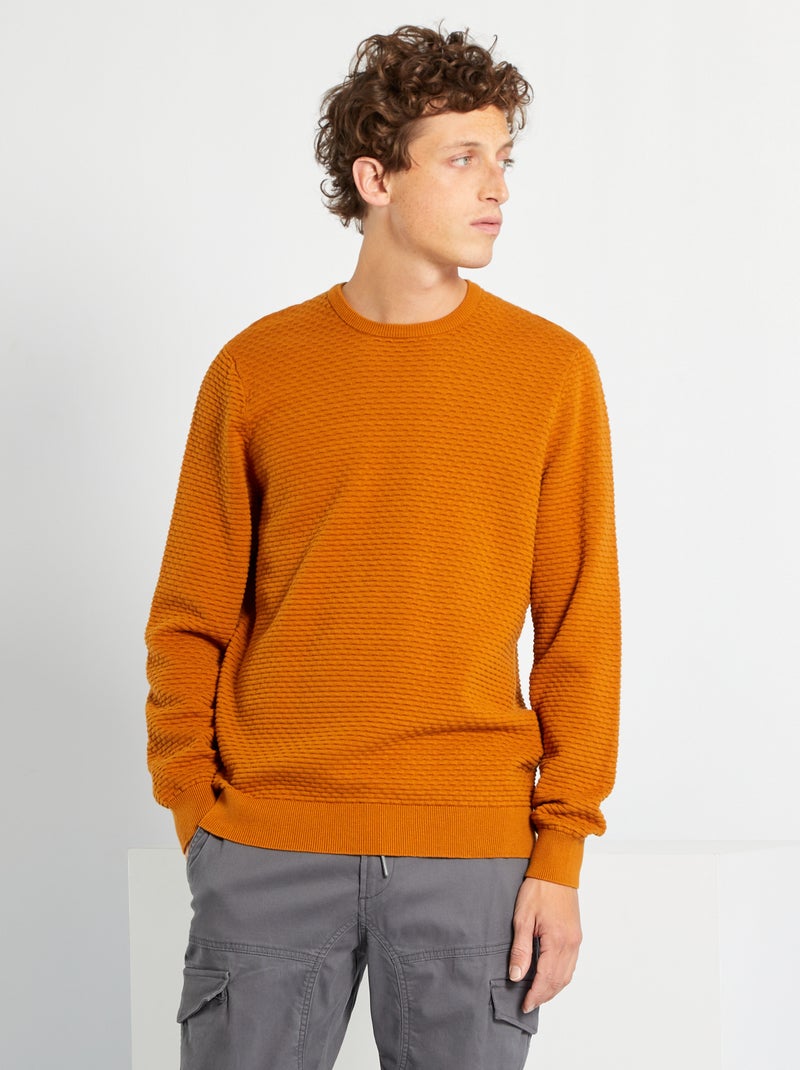 Camisola com malha em relevo AMARELO - Kiabi