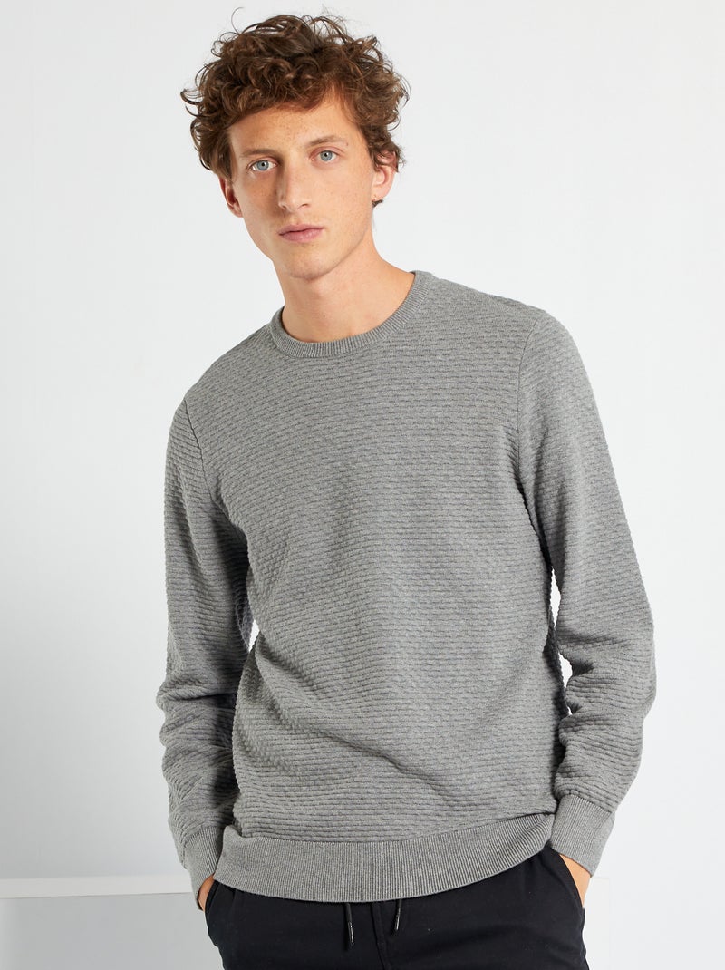 Camisola com malha em relevo CINZA - Kiabi