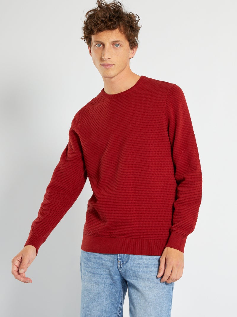 Camisola com malha em relevo VERMELHO - Kiabi