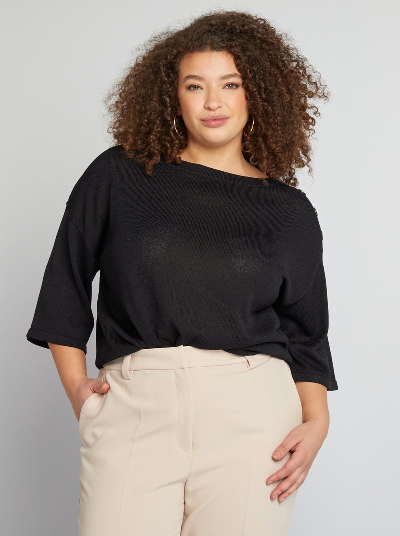 Camisola com mangas 3/4 Preto - Kiabi
