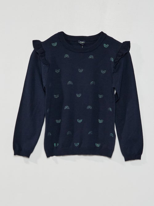 Camisola com mangas com folhos - Kiabi