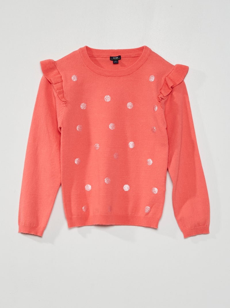 Camisola com mangas com folhos ROSA - Kiabi