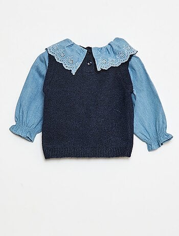 Camisola com mangas em algodão