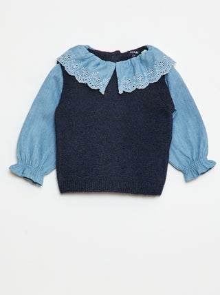 Camisola com mangas em algodão