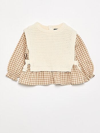 Camisola com mangas em voile de algodão