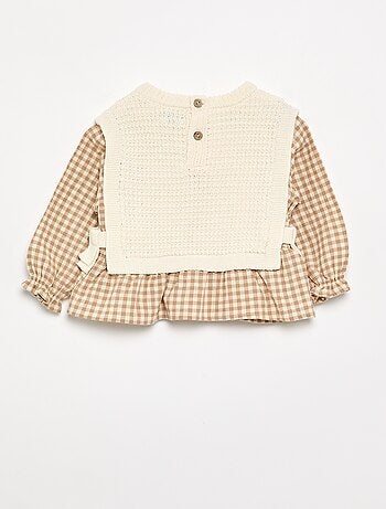 Camisola com mangas em voile de algodão
