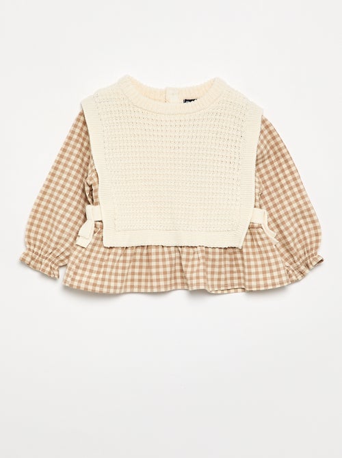 Camisola com mangas em voile de algodão - Kiabi