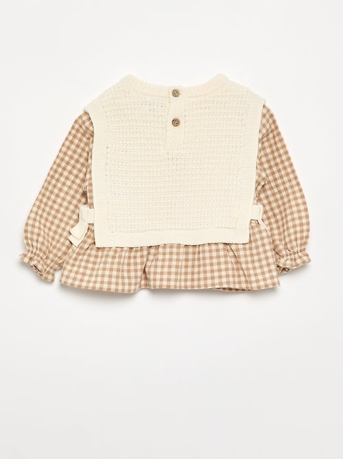 Camisola com mangas em voile de algodão - Kiabi