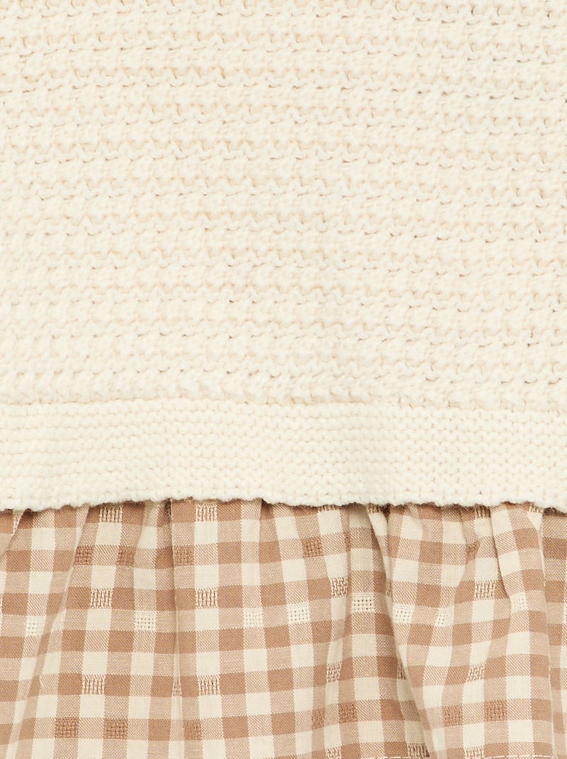 Camisola com mangas em voile de algodão Bege - Kiabi
