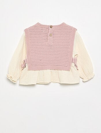 Camisola com mangas em voile de algodão