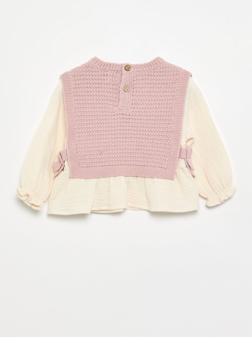 Camisola com mangas em voile de algodão - Kiabi