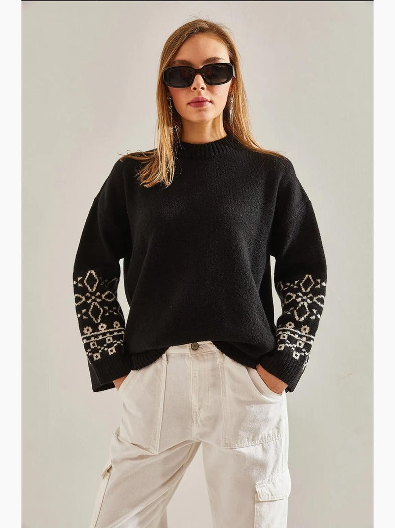 Camisola com mangas estampadas lucci Preto Branco - Kiabi