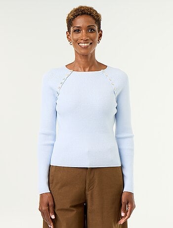 Camisola com mangas raglan com botões