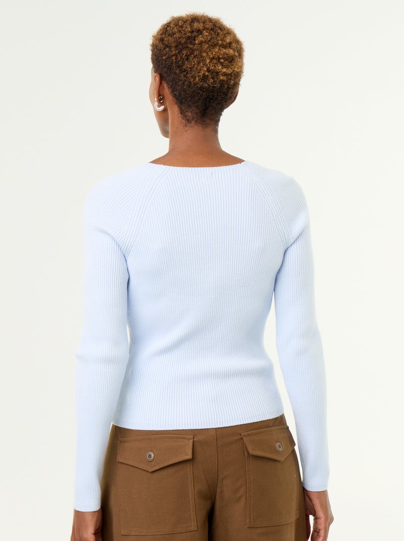 Camisola com mangas raglan com botões Azul - Kiabi