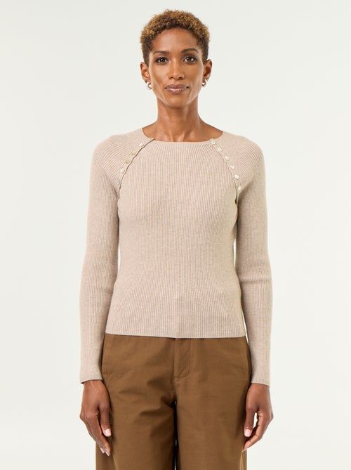 Camisola com mangas raglan com botões - Kiabi